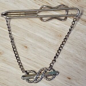 Hadley Mens Silver Tone Double Dollar‎ Sign Tie Bar Chain Clip Accessory
